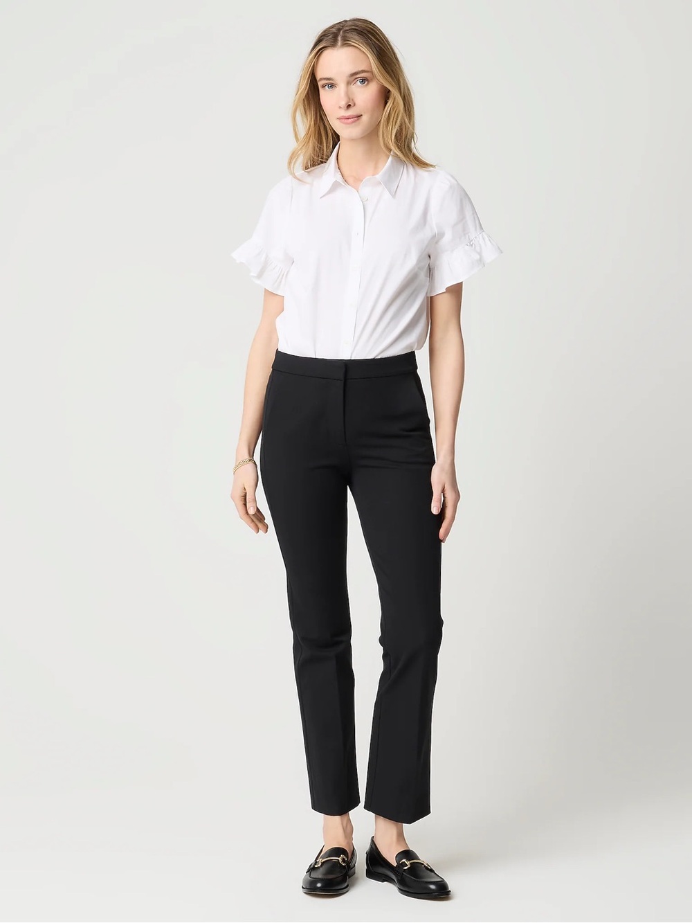 NWT J Crew Nikki Kick Flare Black Pants Sz 4